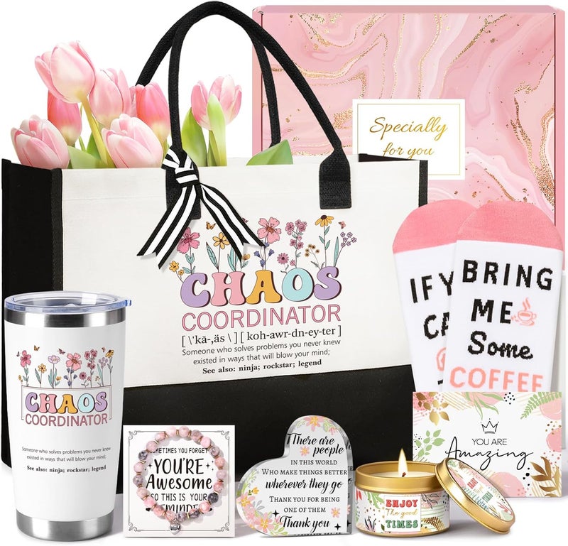 Giftissimo Thank You Gifts for Women, Thank You Gift Baskets w/Tote Bag Acrylic Decor/Bible Verse Jar, Appreciation Gifts for Women - Image 1